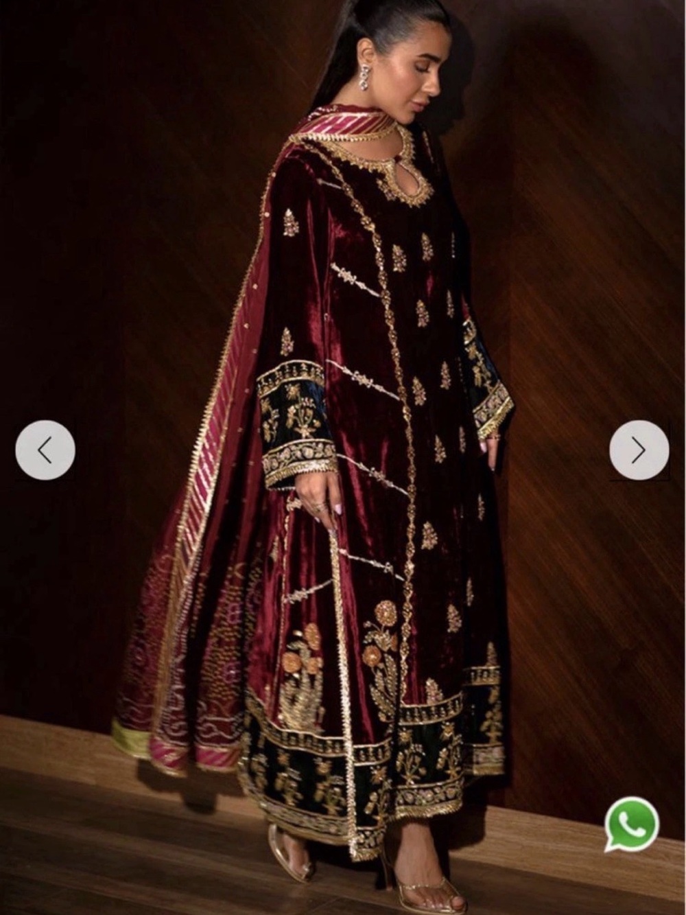 Ansab Jahangir - Designer dress - Maroon velvet 3 piece - small